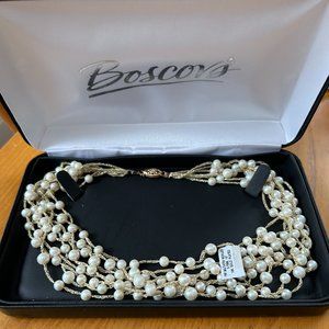 Multi-Strand Pearl 18" Gold Plated Necklace